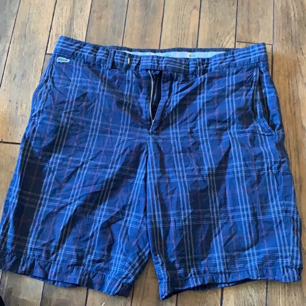 Mens Blue Plaid Lacoste Shorts